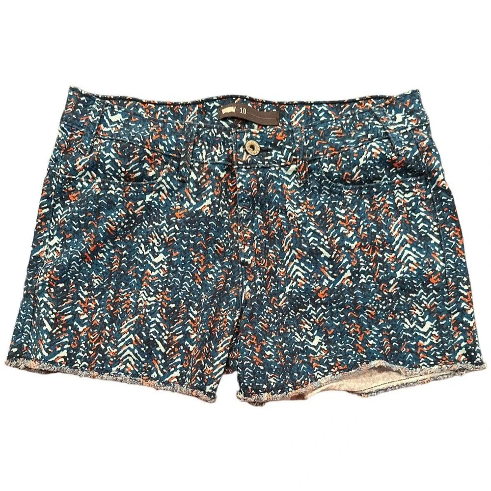 Levi's Blue and Orange Frayed Hem‎ Jean Shorts Inseam 4 Inches Sz 10 Excellent